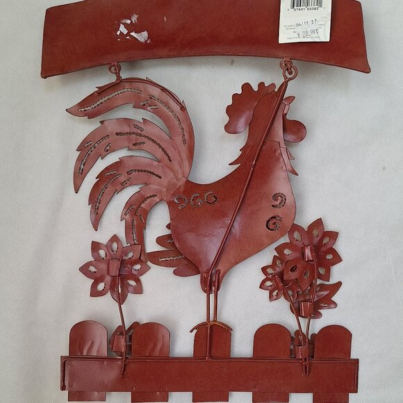 ROOSTER WELCOME HANGING METAL SIGN Country Rustic Decor 16"H x12"W NWT - Picture 4 of 4